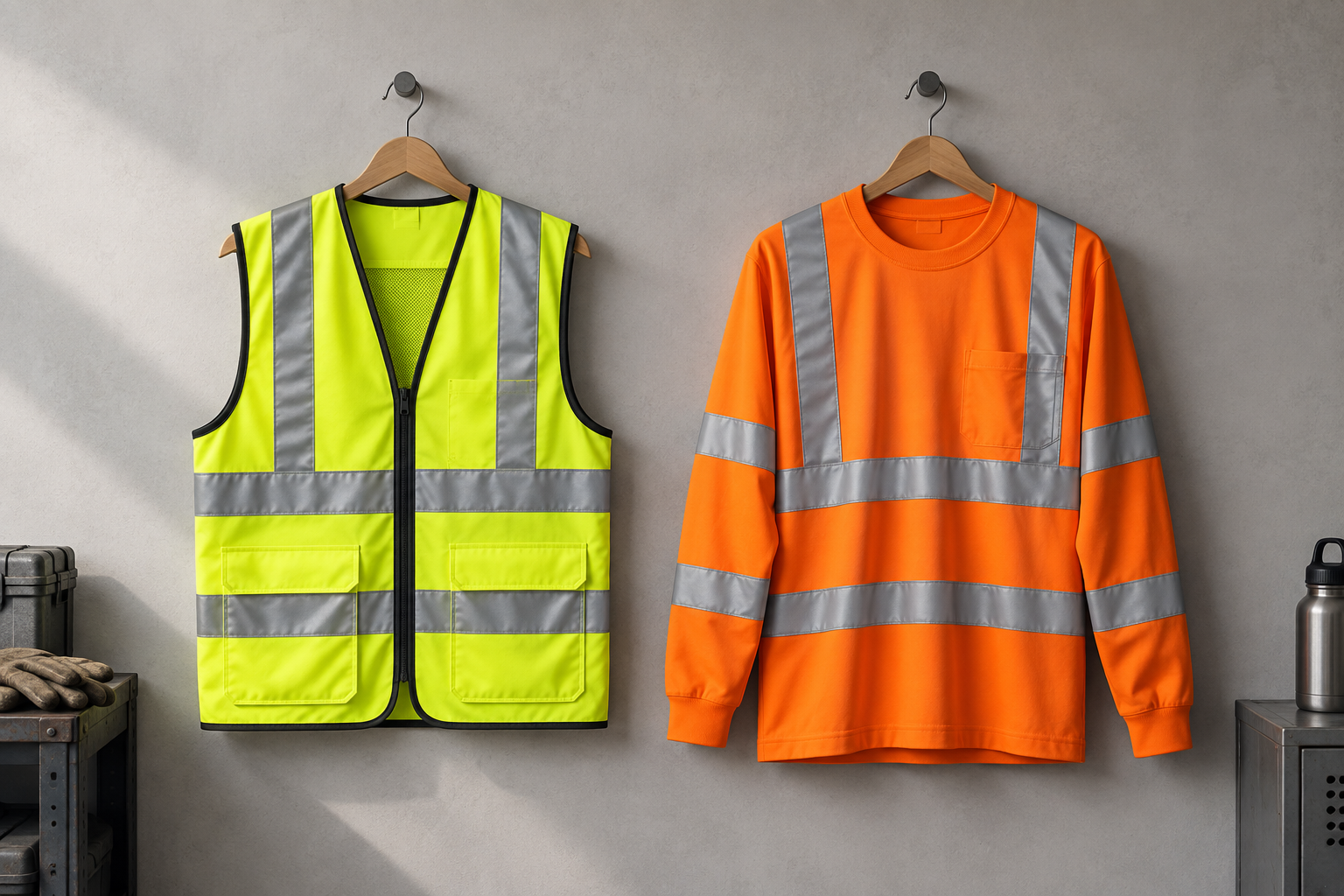 Illustrative comparison of garment coverage; appearance alone does not establish ANSI classification.