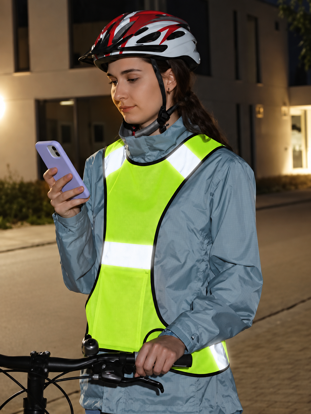 Cyclist wearing a sport reflective vest