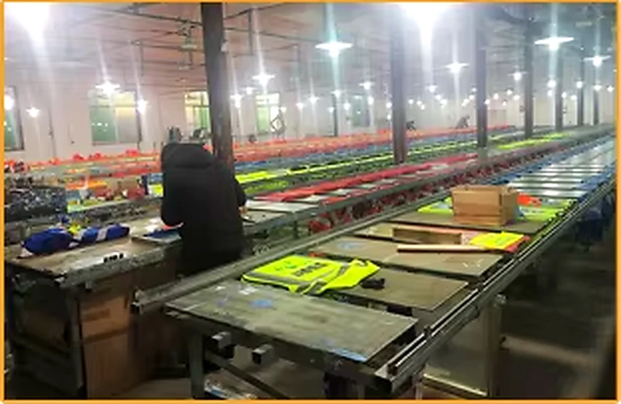 Printing line preparing custom high visibility garments