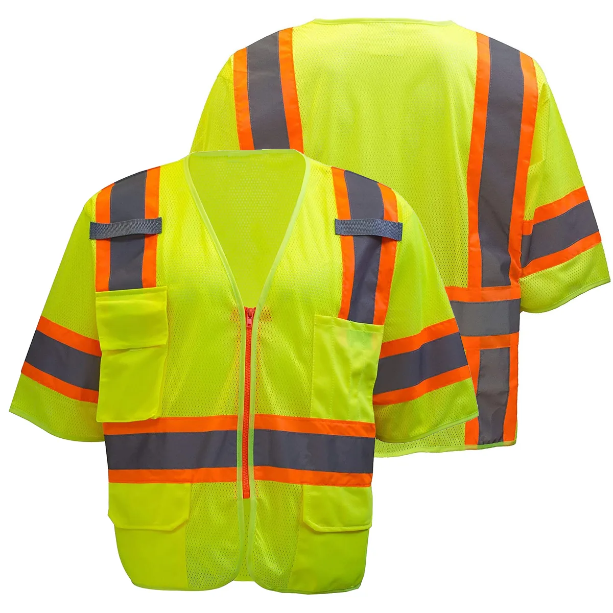 ANSI 107 Class 3 Economical Surveyor's Mesh Vest Full-Zip Silver