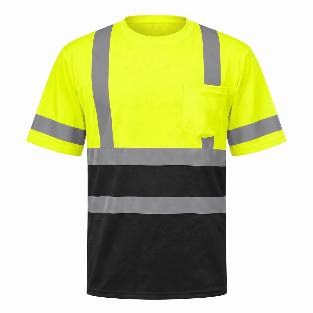 ANSI Class 2 Polyester Black Bottom Safety Vest with Zipper