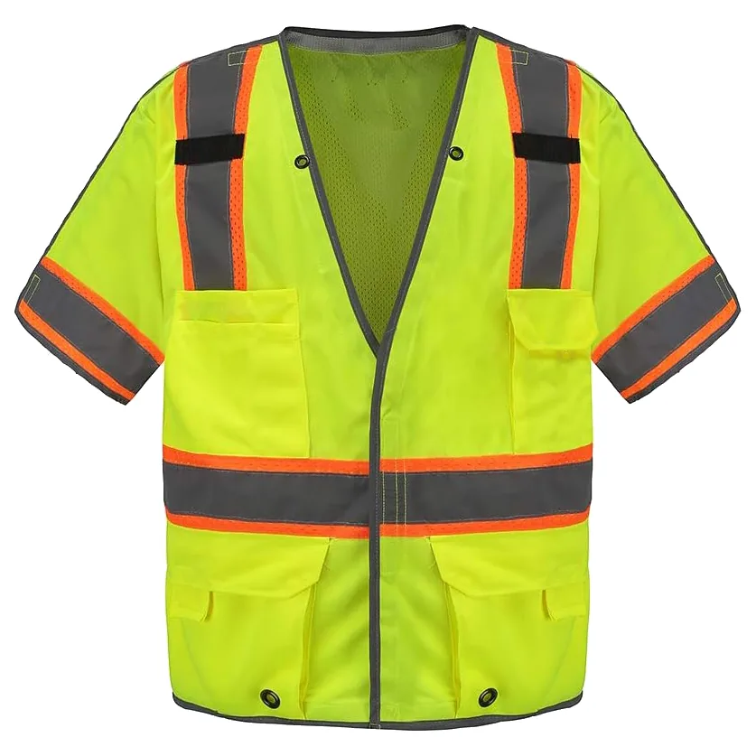ANSI Class 3 Sleeved Hi-Vis Zip up Snap Safety Vest