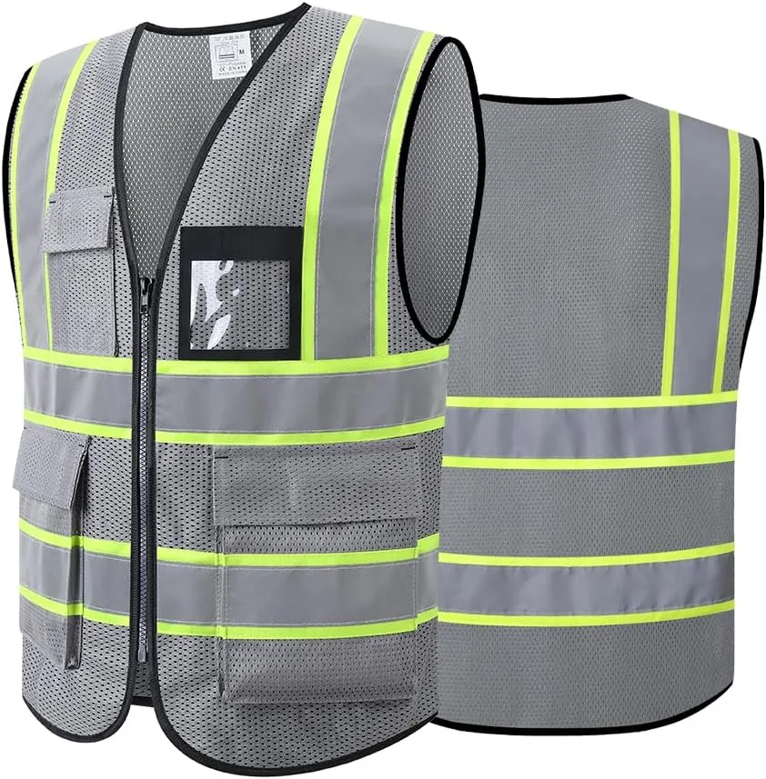 Custom Hi-Vis Reflective Safety Vest Workwear Jacket Breathable Mesh Design