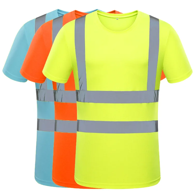 Custom Polyester Quick Dry Hi-Vis Workwear Safety T-Shirt Reflective Work