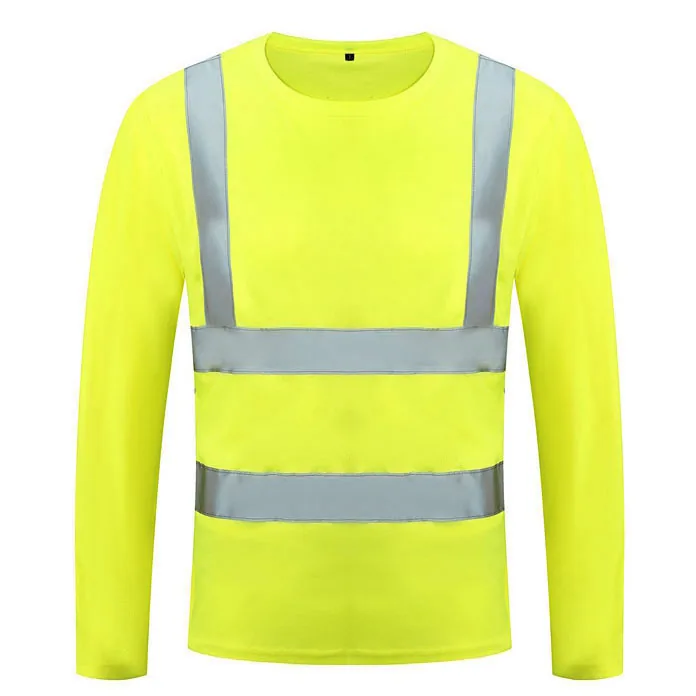 Fluorescent Yellow Construction Engineer Safety Vest Logo Long Sleeve Hi-Vis