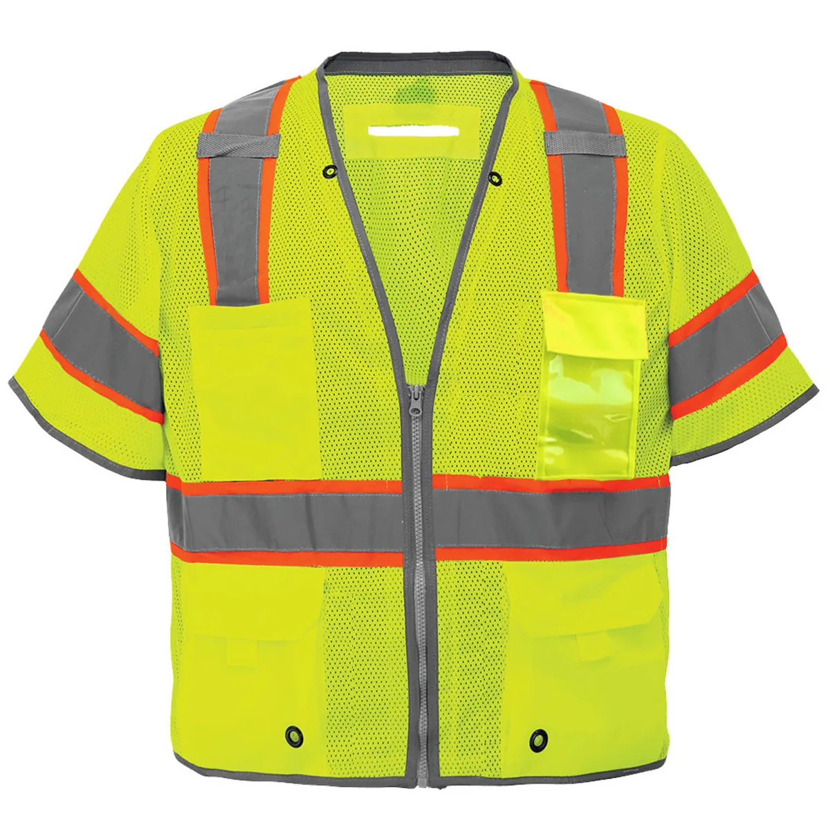 Lime Class 3 Two Tone Mesh Safety Vest Zipper Reflective
