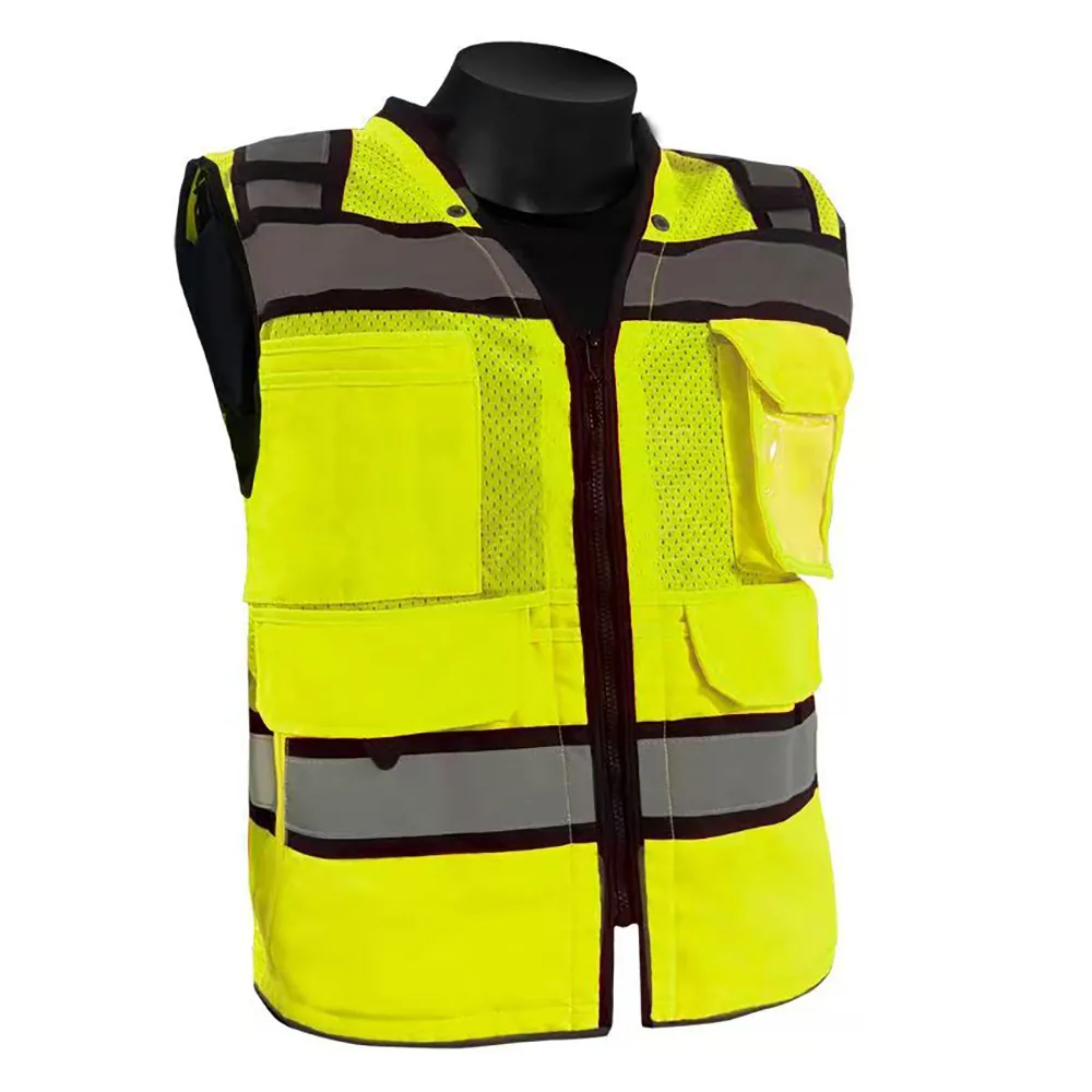 Mesh Safety Clothing With 5 Pockets and Zipper Front Hi-Vis