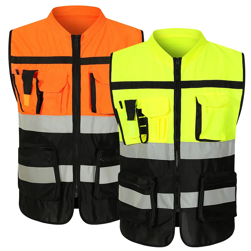 Soft Collar Multi Pockets Clothing Hi-Vis Security Reflective Breathable Workwear